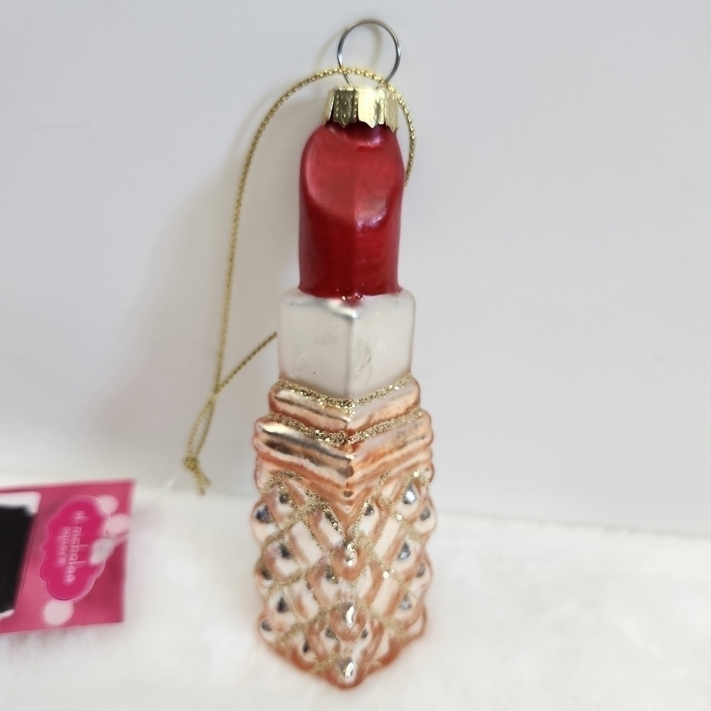 St Nicholas Square Festive Fun Glass Glitter Lipstick Christmas Holiday Ornament - Picture 2 of 12